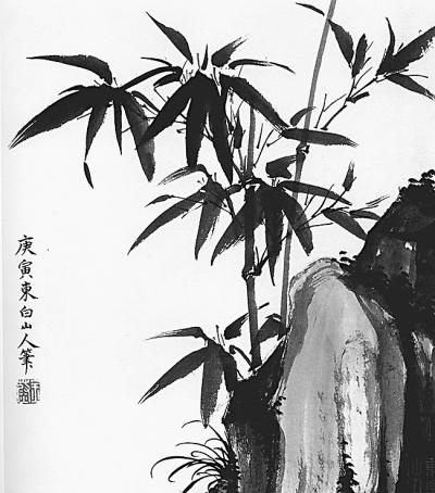 《竹石》  东白画