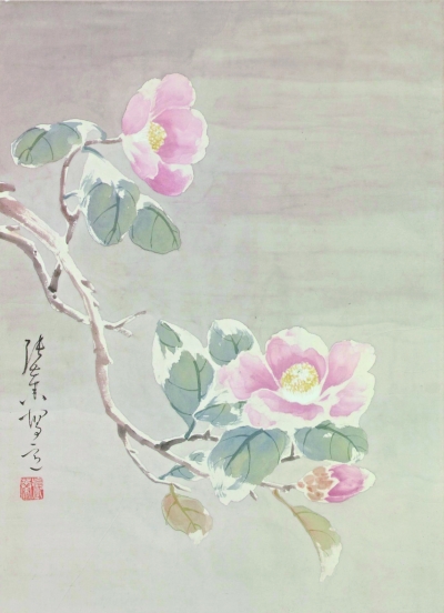 山茶花(中国画 张 蓁