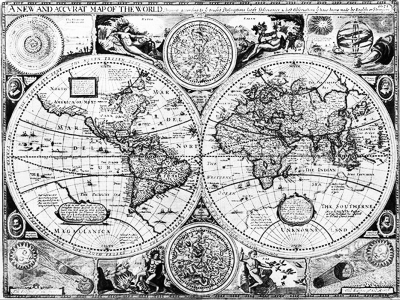 双半球世界地图,1627年版.